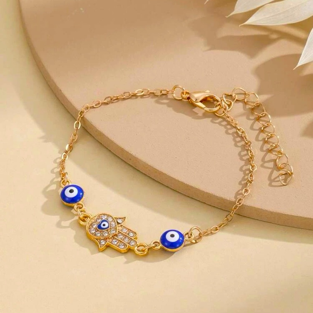 1pc Eye & Rhinestone Decor Chain Bracelet